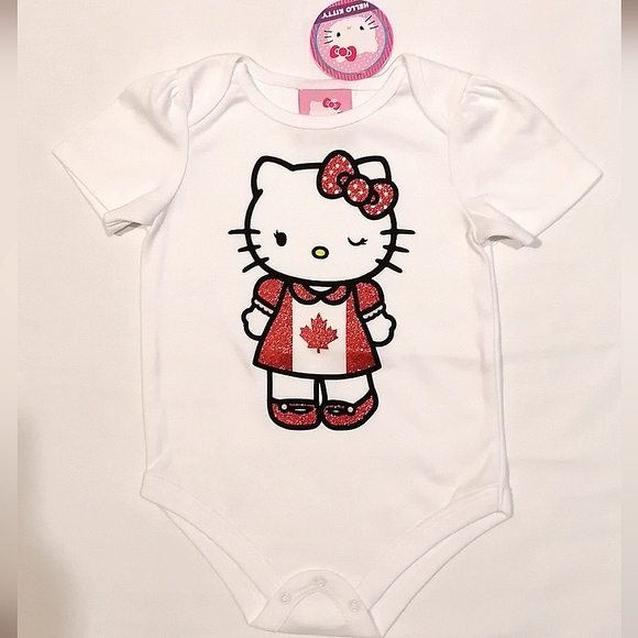 🔥SALE🔥 Hello Kitty Canada Day Girls Onesie Bodysuit NWT Size 6-12M, 18-24M - Picture 1 of 6